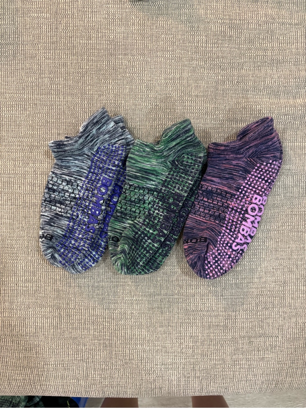 Bombas women gripper Sock 3-Pack – blue, Green, Purple